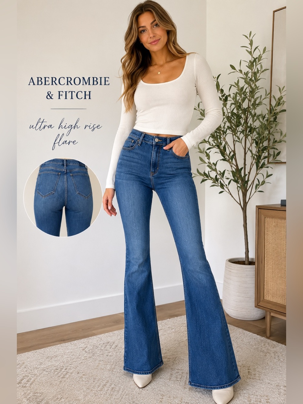 Abercrombie & Fitch Ultra High Rise Flare Jeans Women’s 30/10R Medium Wash